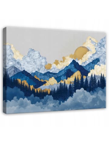 WALLARENA Leinwandbild Berge in Blau