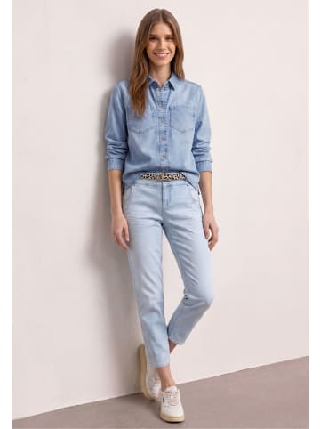 Street One Langarm Hemdbluse in Denim-Optik in Bleached Wash