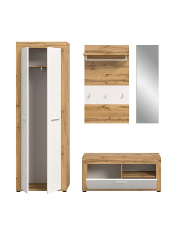 ebuy24 Garderobenmöbelset Jam (4-teilig) Weiß 184 x 35 cm