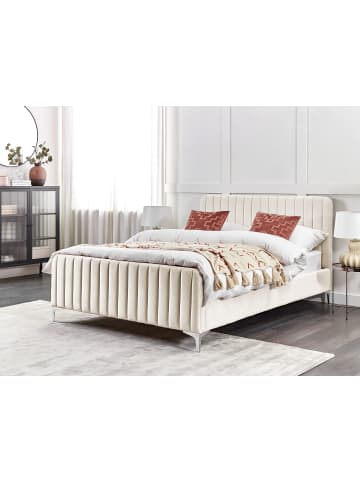 Beliani 2-tlg Doppelbett LUNAN in Beige/Silber