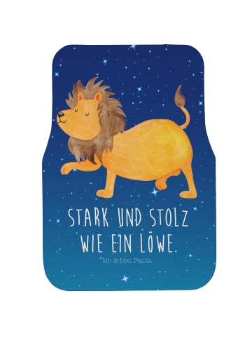 Mr. & Mrs. Panda Fahrer Autofußmatte Sternzeichen Löwe mit Spruch in Sternenhimmel Blau