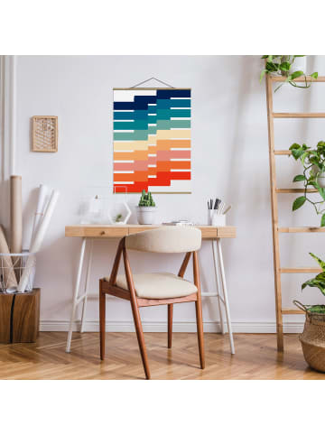 WALLART Stoffbild mit Posterleisten - Moderne Regenbogen Geometrie in Bunt