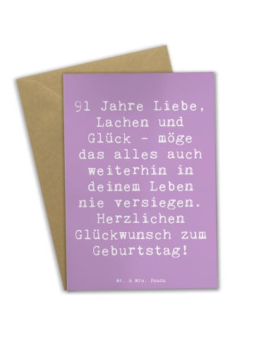 Mr. & Mrs. Panda Grußkarte Spruch 91. Geburtstag mit Spruch in Lavendeltraum