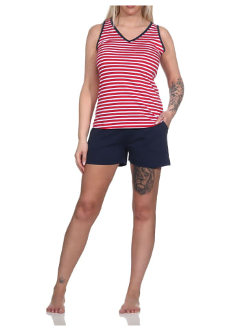 NORMANN ärmellose shorty Schlafanzug Leuchturm - 79205 in rot