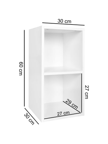 FineBuy Bücherregal in Weiß / Spanplatte / 30x30x60