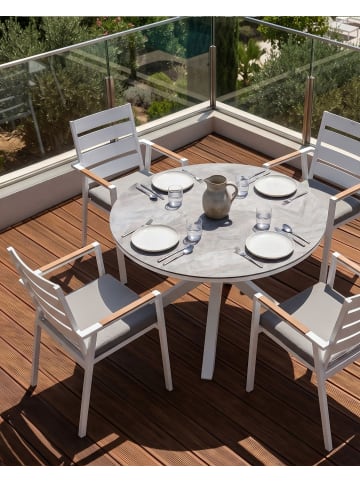 Beliani 4er-Set Gartenstuhl TAVIANO in Weiß/Grau/Braun