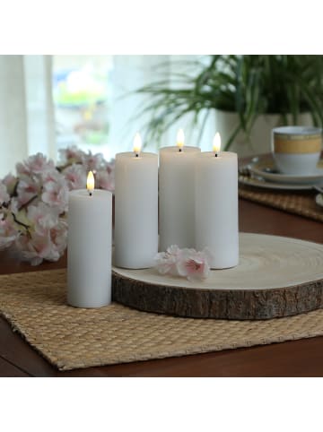Adilina 4x LED Kerze LINA Echtwachs Rustik-Optik 5x12,5cm in weiß