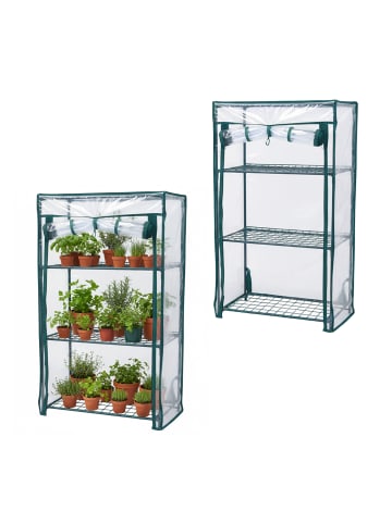 relaxdays 2 x Balkongewächshaus in Grün/ Transparent - (B)46 x (H)80 x (T)24 cm