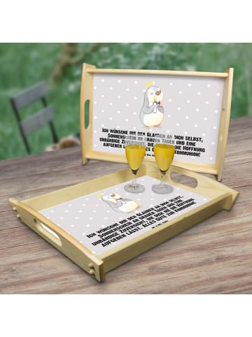 Mr. & Mrs. Panda Servier Tablett Pinguin Kommunion mit Spruch in Grau Pastell