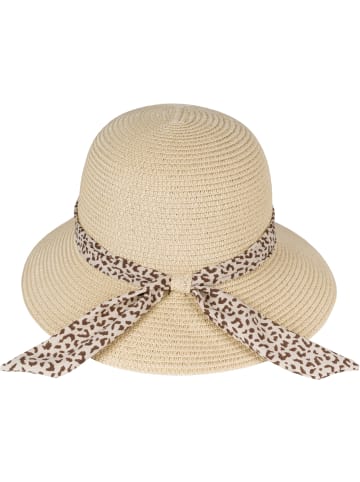 styleBREAKER Sonnenhut mit Leoparden Zierband in Beige