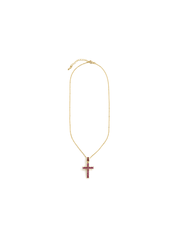 Luxenter necklace in metal alloy and ruby zirconia with an 18k yellow gold finish - Amku