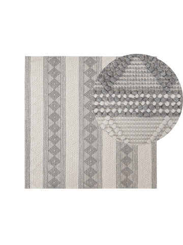 Beliani Kurzflor BOZOVA in Grau/Beige - (W) 200 x (H) 1 x (L) 200 cm