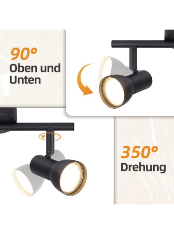 ZMH Deckenleuchte in Schwarz 2-flammige GU10 Modern Metall Flurlampe