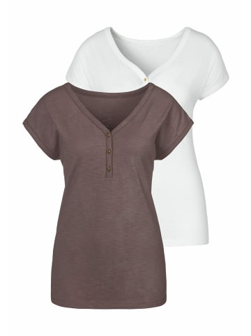 Vivance T-Shirt in taupe, weiß