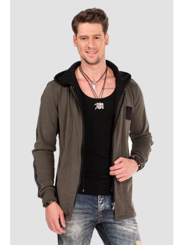 Cipo & Baxx Kapuzensweatjacke in Khaki