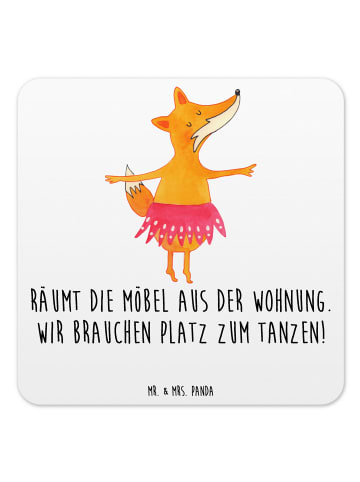 Mr. & Mrs. Panda Glasuntersetzer Fuchs Ballerina mit Spruch in Weiß