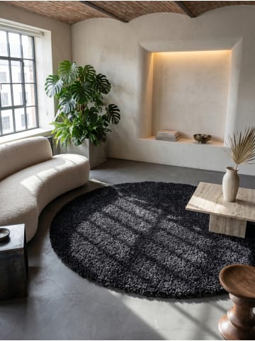 KADIMA DESIGN Teppich Hochflor Shaggy Waschbar Einfarbig RHEIN Strapazierfähig in Anthrazit
