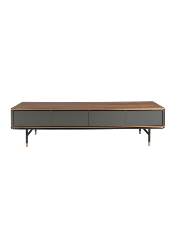 Angel Cerdá TV-Schrank 3265 in Dunkelgrau / Walnuss / Gold – (B)200 x (H)45 x (T)50 cm