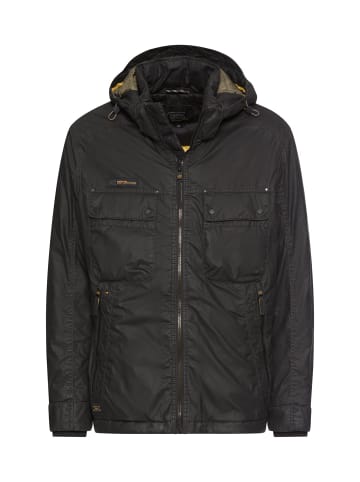 Camel Active Multipocket Jacke aus gewachster Baumwolle in Schwarz