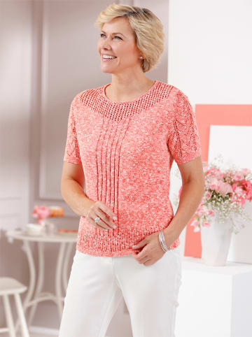 WITT WEIDEN Ajour-Pullover in grapefruit-ecru-meliert