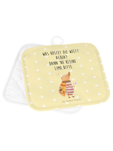 Mr. & Mrs. Panda Topflappen Nachtfalter Fähnchen mit Spruch in Gelb Pastell