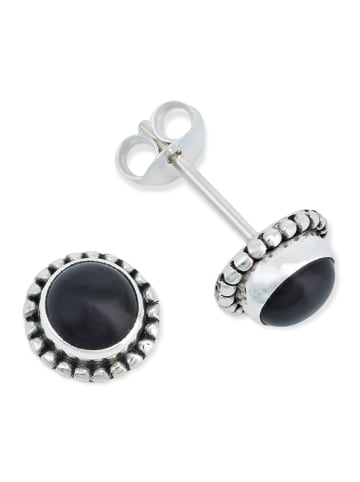 mantraroma 925er Silber - Ohrstecker (L) 7 x (B) 7 mm mit Onyx