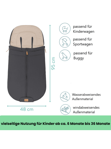 fillikid Babyfußsack Sommer Light Trend 95x50 cm Exklusiv in Grau