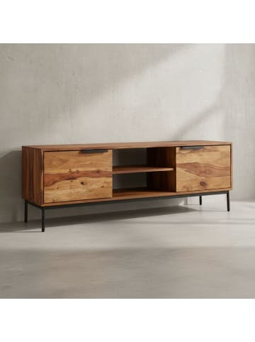 KADIMA DESIGN Lowboard Massivholz 147x51x38 cm TV-Kommode mit zwei Türen,