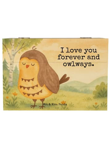 Mr. & Mrs. Panda Aufbewahrungsbox Eule Zufrieden Design mit Spruch in Weiß