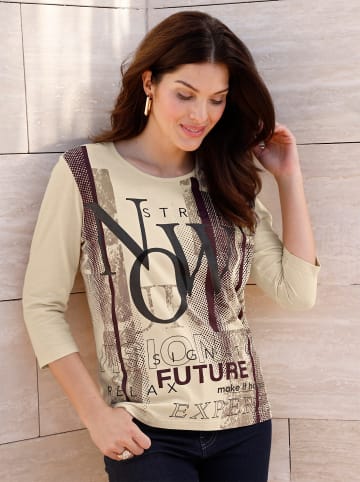 Sieh an! 3/4-Arm-Shirt in sand-burgund-bedruckt