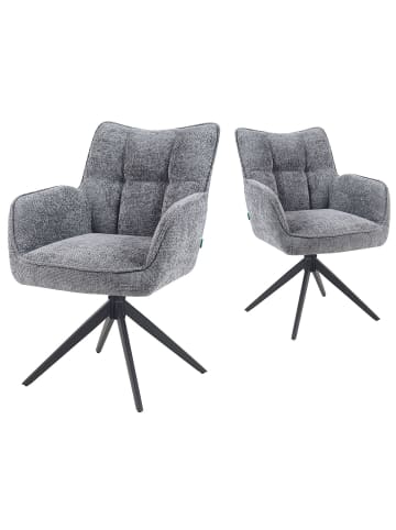 DUBI Möbel 2er-Set: Drehstuhl Mika-Enya in Grau - (B)59 x (H)84 x  (T)66 cm