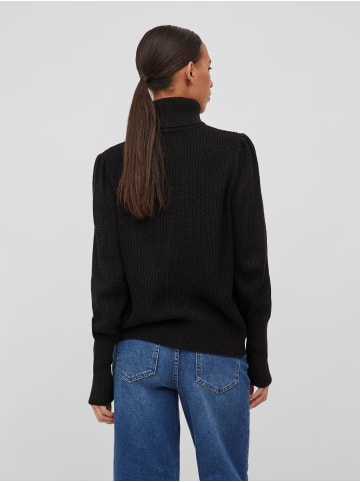 Vila Rollkragen Strickpullover mit Ballonärmel VILOU in Schwarz