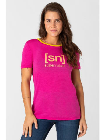 super.natural Merino T-Shirt W THE ESSENTIAL LOGO TEE in fuchsia