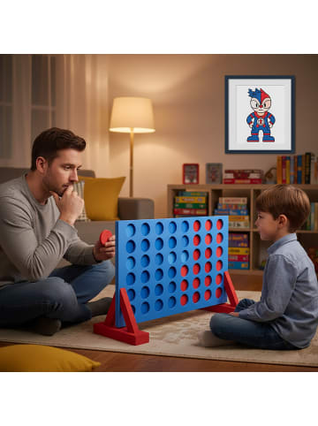 relaxdays Vier Gewinnt in Blau/ Rot - (B)73 x (H)49 x (T)33 cm