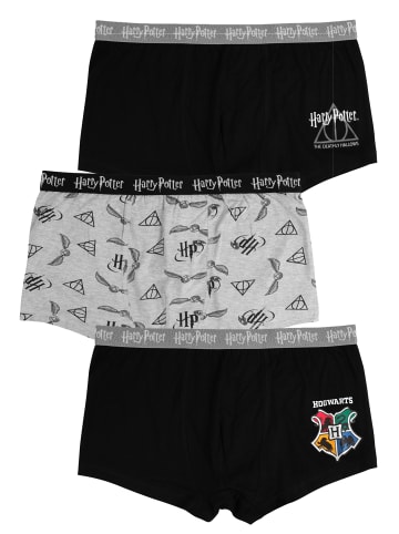 Harry Potter 3er Pack Harry Potter Boxershorts Unterhose Retro Boxer in grau/schwarz