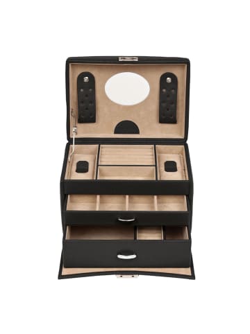 Windrose Beluga Schmuckkasten Leder 21.5 cm in schwarz