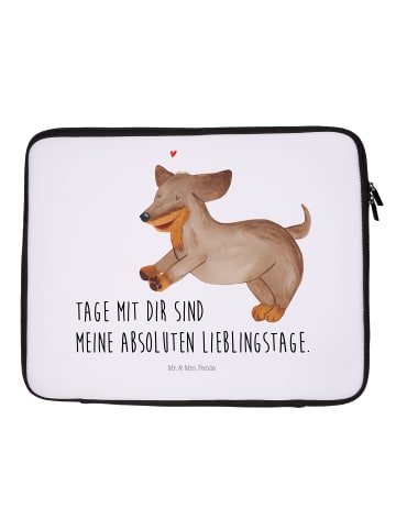 Mr. & Mrs. Panda Notebook Tasche Hund Dackel mit Spruch in Weiß