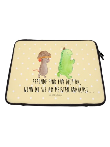 Mr. & Mrs. Panda Laptoptasche Schildkröte Maus mit Spruch in Gelb Pastell