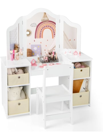 COSTWAY 2 in 1 Kinder Schminktisch in Weiß