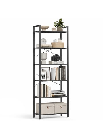 VASAGLE Bücherregal Barnet in Ebenholzschwarz-Schwarz - (B)64 x (H)185.5 x (T)30 cm