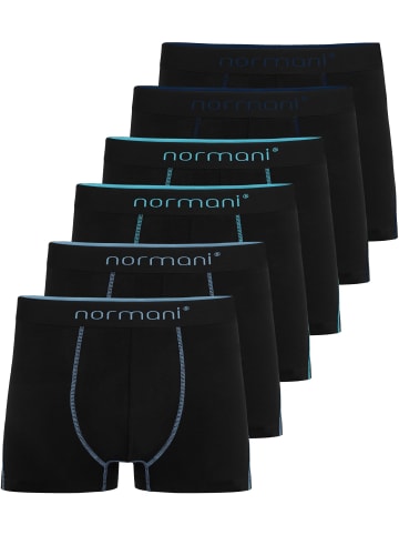 normani 6x Herren Baumwoll-Boxershorts in Dunkelblau/Hellblau/Türkis