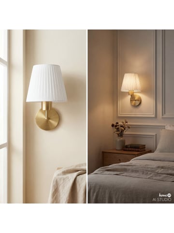 home24 Wandleuchte TRACT mit Akku-Leuchtmittel in Weiß / Messing