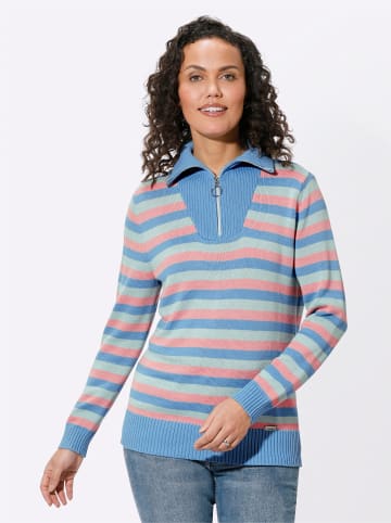 WITT WEIDEN Troyer-Pullover in himmelblau-rosenquarz-geringelt