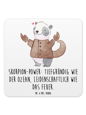 Mr. & Mrs. Panda Bierdeckel Skorpion Astrologie mit Spruch in Weiß