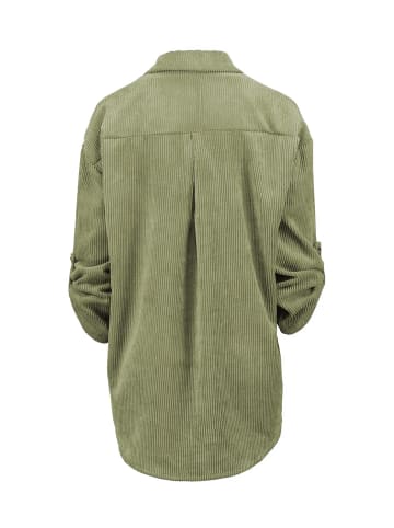 Hailys Legere Cord Blusen Hemd mit Knopfleiste Aufgerollte Ärmel in Braun