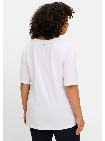 sheego V-Shirt in weiß