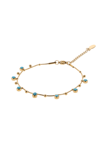 IZIA Women Snake Chain Bracelet in Gold Turquoise
