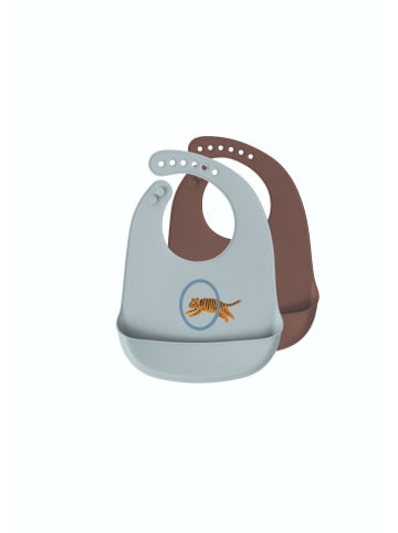 OYOY Lätzchen Bib Tiger - Pack of 2 in pale blue