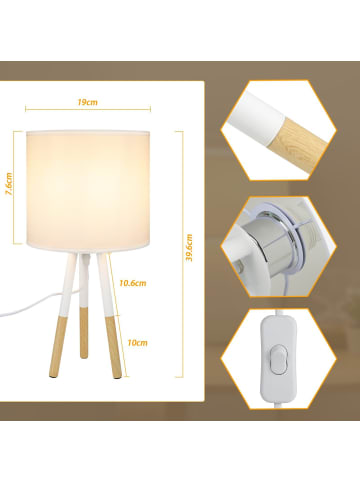 ZMH 2er-Set Tischleuchte E27 in Holz und Stoff Landhausstil