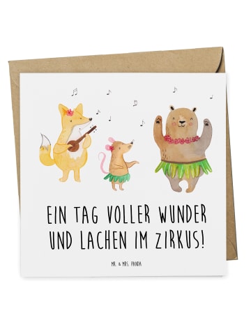 Mr. & Mrs. Panda Geschenkgutschein Zirkusbesuch Freude mit Spruch in Weiß